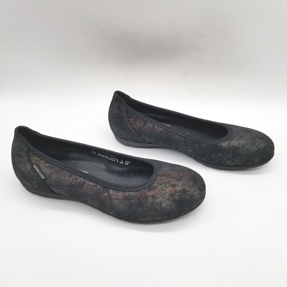 Mephisto Womens Black Glitter Round Toe Emilie  Ballet‎ Flats Size 6.5